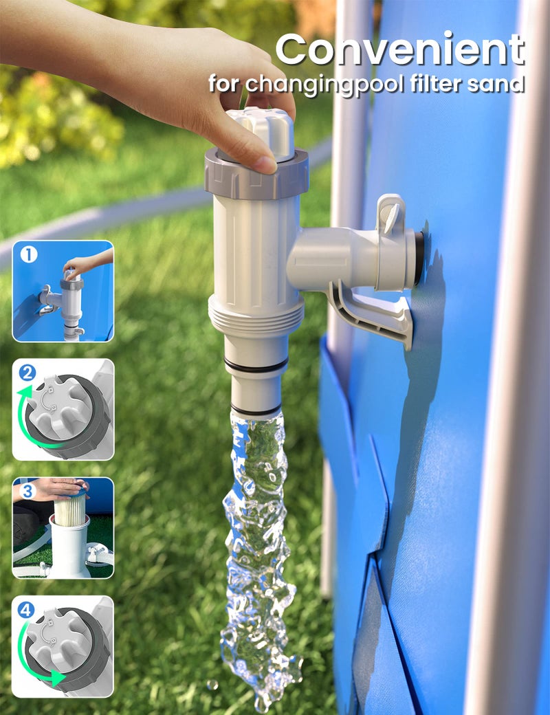 POOLHACKER [ Patented ] POOLHACKER Plunger Valve Plus with Pool Hose Adapter and Pool Pipe Holder, Pool Replacement Parts Accessories for above Ground Pool (2 Pcs) - Image 4