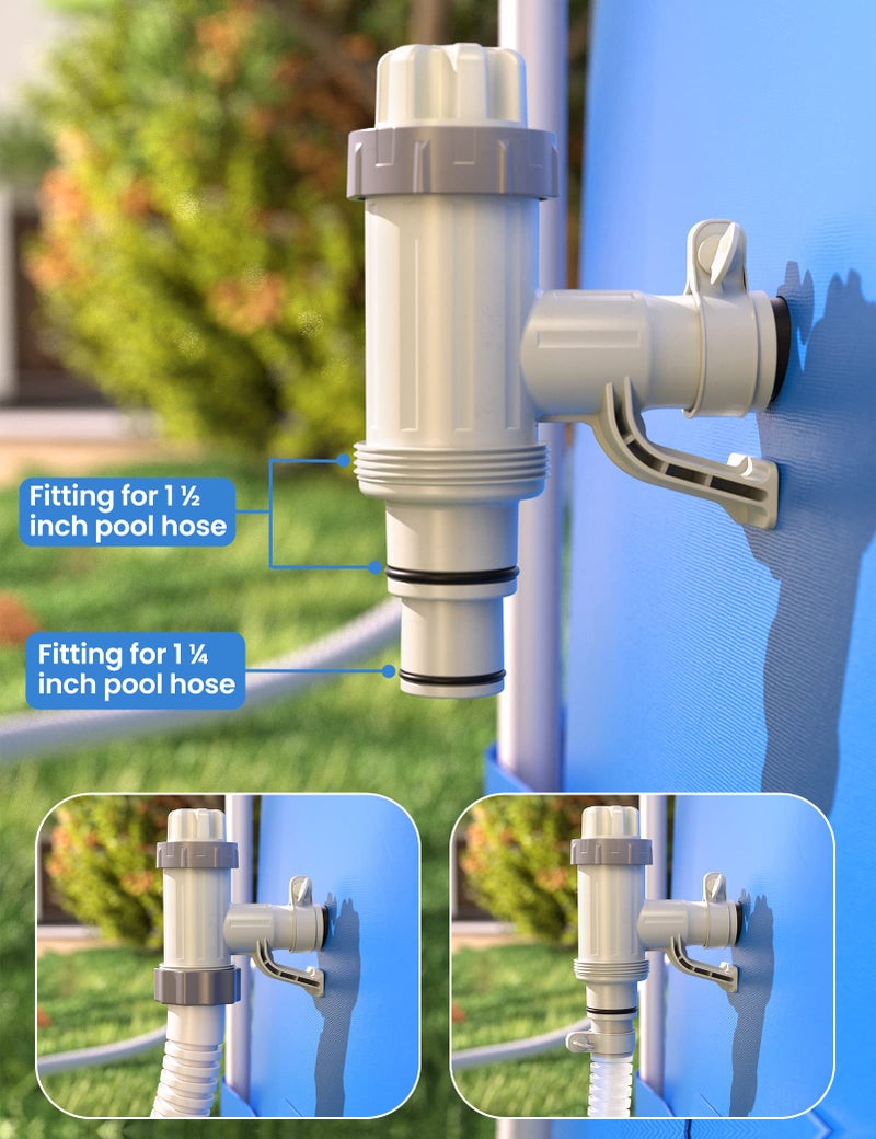 POOLHACKER [ Patented ] POOLHACKER Plunger Valve Plus with Pool Hose Adapter and Pool Pipe Holder, Pool Replacement Parts Accessories for above Ground Pool (2 Pcs) - Image 3