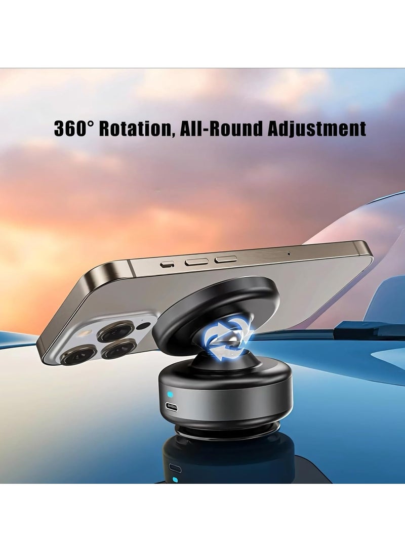 Magnetic Suction Cup Phone Holder for Car, Universal Car Phone Holder Mount for Dashboard Windshield, Electric Vacuum Absorption Magnetic Suction Car Phone Mount - Image 2