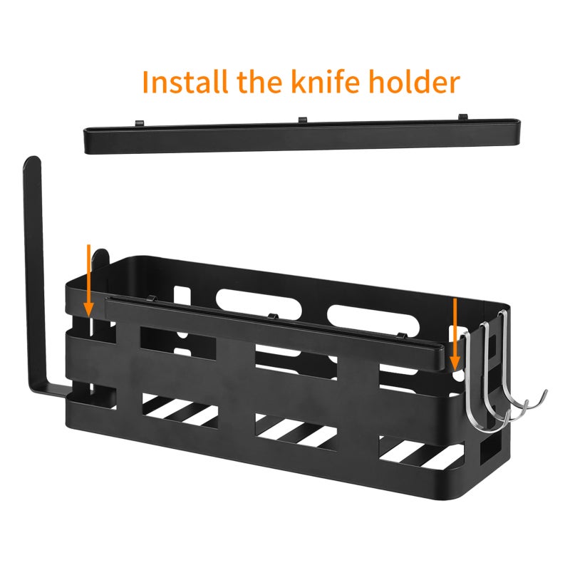 Griddle Accessories: Black 3.3×3.9×11.8Inch Thickened Iron - Huge Storage Space Paper Towel Holder & 5 Stable J-Hooks, Strong Compatibility for Outdoor Barbecues, Camping, Picnics and Barbecue Enthusi - Image 2