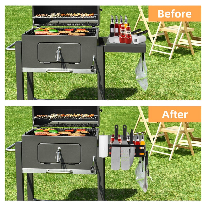 Griddle Accessories: Black 3.3×3.9×11.8Inch Thickened Iron - Huge Storage Space Paper Towel Holder & 5 Stable J-Hooks, Strong Compatibility for Outdoor Barbecues, Camping, Picnics and Barbecue Enthusi - Image 5