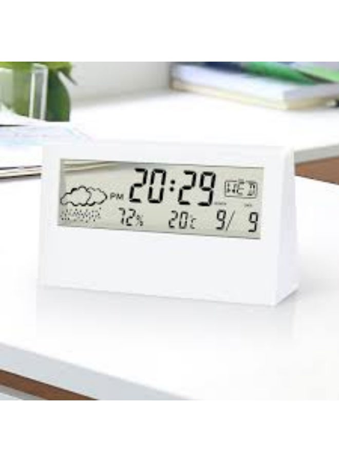 KASTWAVE Digital LED Alarm Clock with Time, Date, Temperature Display for Bedroom, White - Image 3