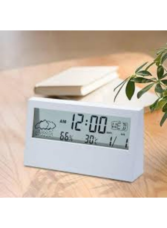 KASTWAVE Digital LED Alarm Clock with Time, Date, Temperature Display for Bedroom, White - Image 2