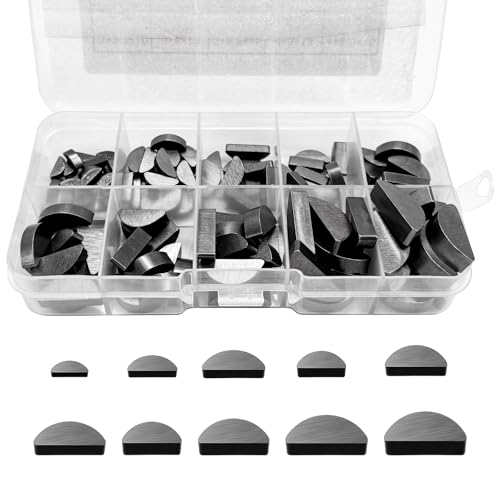 YTFRL 120PCS Woodruff Key Assortment Kit 10 Sizes Carbon Steel Semicircle Bond Key Metric Hardware Set Half Moon Gear Shaft Drive Flywheel Key for Fasteners Mechanical Industry - Image 1