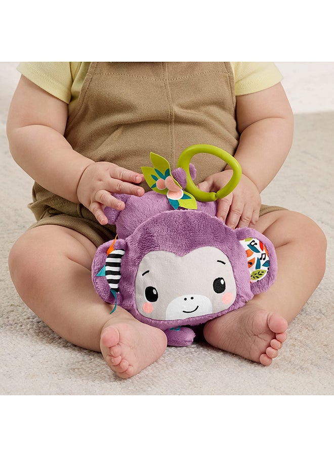 Fisher-Price Baby Stroller Toy Sing & Go Purple Monkey Musical Sensory Plush With Crinkle & Clackers For Newborns From Birth+  - Image 5