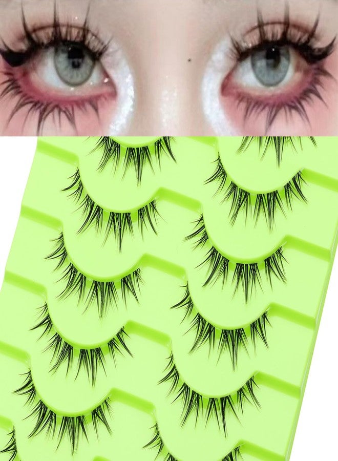 outopen Manga Lashes Natural Look Wispy Fluffy Asian Cosplay Eyelashes Spiky Japanese Anime Lashes 3D Short Fake Eyelash 10 Pairs Pack (A-Y39 | 8-12MM) - Image 1