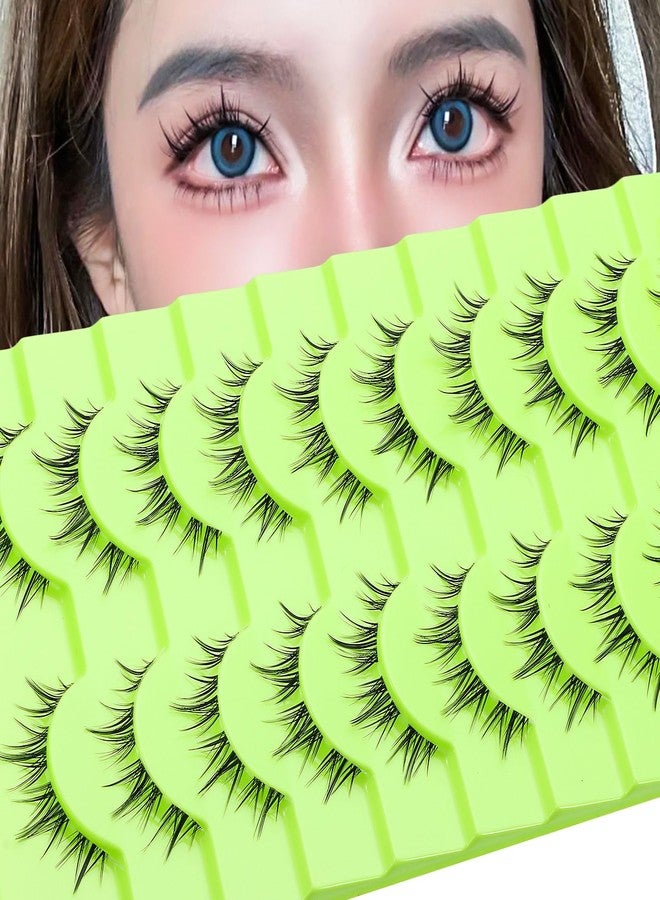 outopen Manga Lashes Natural Look Wispy Fluffy Asian Cosplay Eyelashes Spiky Japanese Anime Lashes 3D Short Fake Eyelash 10 Pairs Pack (A-Y39 | 8-12MM) - Image 3