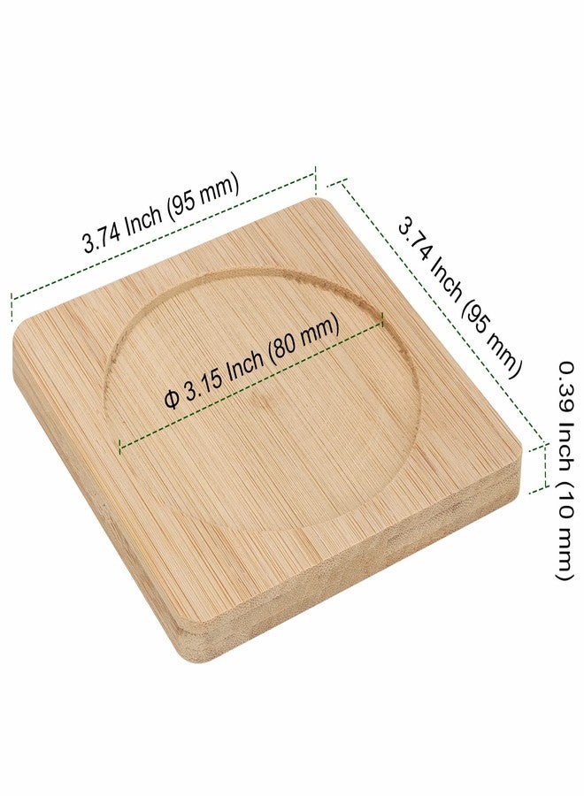 PINGEUI 60 Pack 3.7 x 3.7 inches Square Bamboo Coasters, Natural Wooden Drink Coasters, Decor Square Succulent Bamboo Tray Saucer for Outdoor and Indoor - Image 2