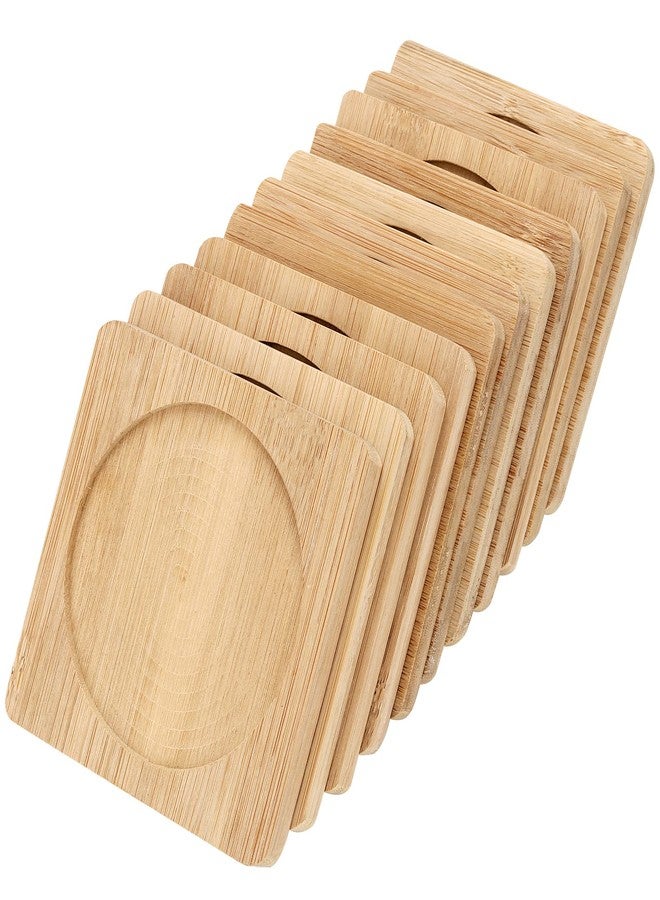 PINGEUI 60 Pack 3.7 x 3.7 inches Square Bamboo Coasters, Natural Wooden Drink Coasters, Decor Square Succulent Bamboo Tray Saucer for Outdoor and Indoor - Image 5