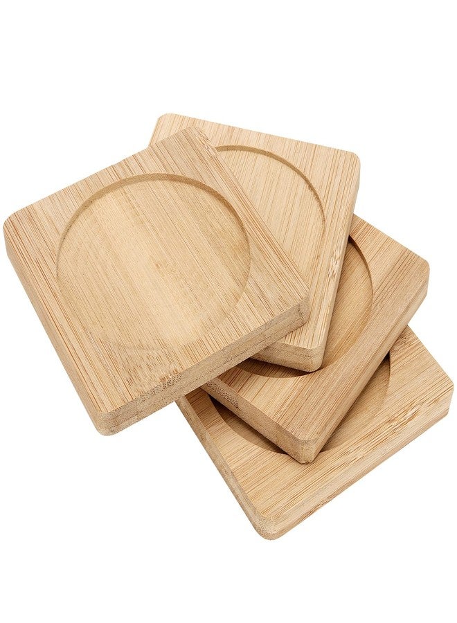PINGEUI 60 Pack 3.7 x 3.7 inches Square Bamboo Coasters, Natural Wooden Drink Coasters, Decor Square Succulent Bamboo Tray Saucer for Outdoor and Indoor - Image 4