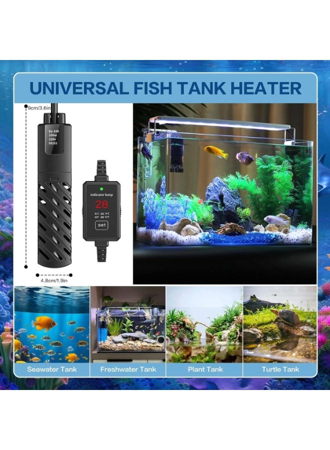 Aquarium Heater, 100W with LCD Display with Over-Temperature Protection, External Temp Controller Auto Thermostat Heater for Saltwater Freshwater - Image 4