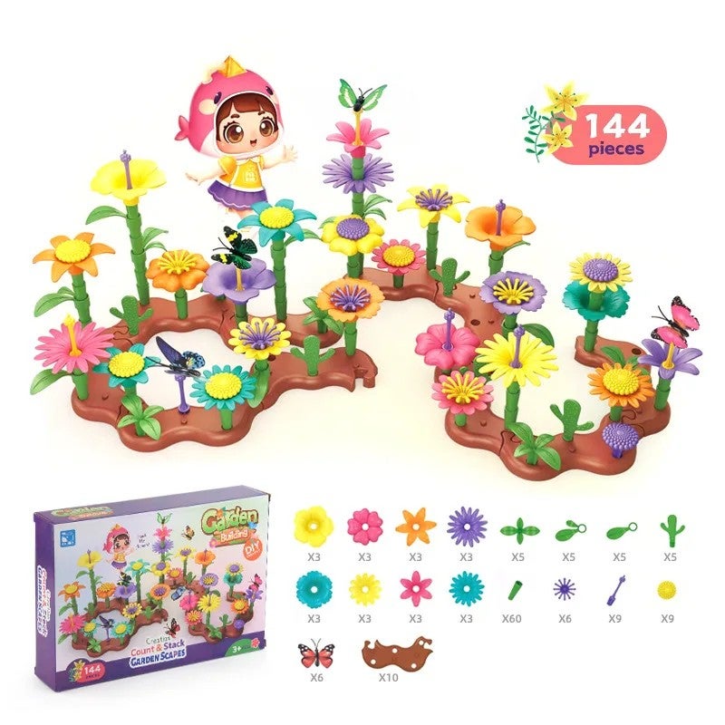 Y&D New Construction DIY Block Set: Flower Garden Building Toys for Kids & Toddlers - STEM Educational Stacking Fun! - Image 1