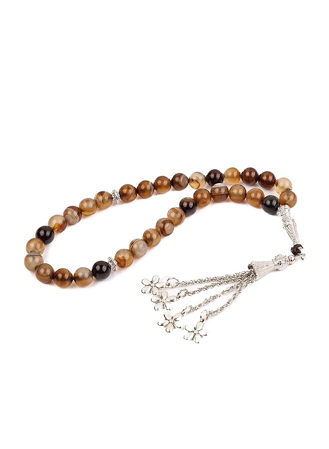AC&L Coffee Brown Natural Agate Tasbeeh Prayer Beads 8Mm Stones - Image 1
