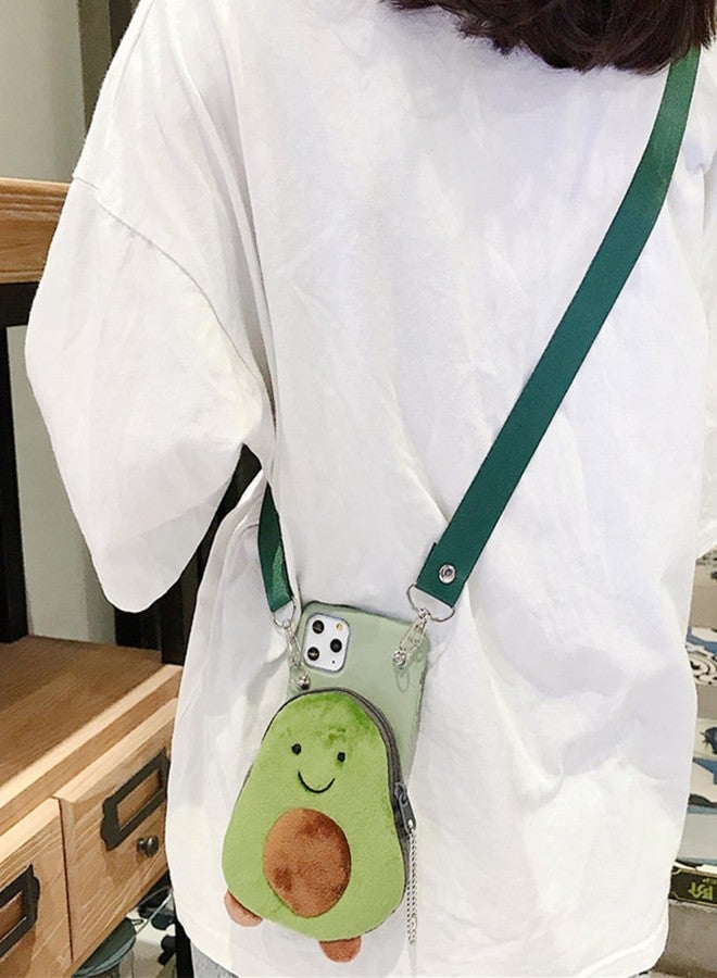 SGVAHY Wallet Case for iPhone 15 with Strap Lanyard Cute Plush Avocado Coin Purse Funny Phone Case Kawaii Soft Silicone Shockproof Cover for Women Girls - Image 5