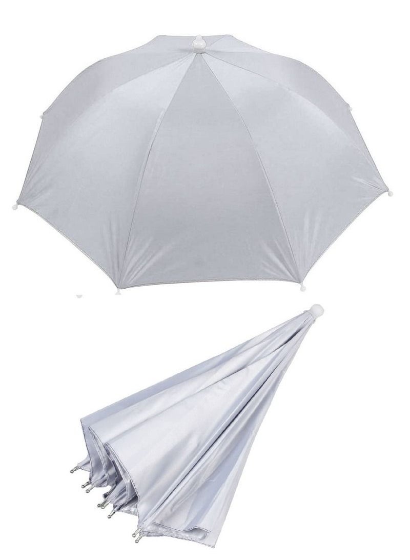 Foldable Nylon Fabric Head Umbrella Hat Fishing Camping Headwear For Outdoor Activities And Sunlight UV Protection Hands Free Elastic Waterproof Folding Headband Cap - Image 1