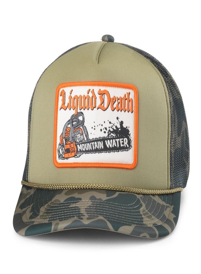 AMERICAN NEEDLE Unisex Liquid Death Mallard Foamy Adjustable Snapback Baseball Hat (24011A-LDEATH-OLIV) - Image 1