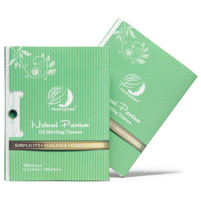 Natural Green Tea Oil Absorbing Tissues  200 Counts in 2 Pack Premium Face Oil Blotting Paper  Take 1 Piece Each Time Design  Large 10CM Oil Absorbing Sheets No Waste and Easy to Carry in Pocket