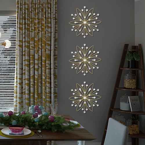 ZEXUIRU 3 Pack Gold Sunburst Wall Decor – Metal Crystal Wall Art with Sparkling Rhinestones, 14’’/18 Inch Starburst Wall Hanging Set for Living Room Bedroom Bathroom – Modern Bling Home Decorations - Image 5