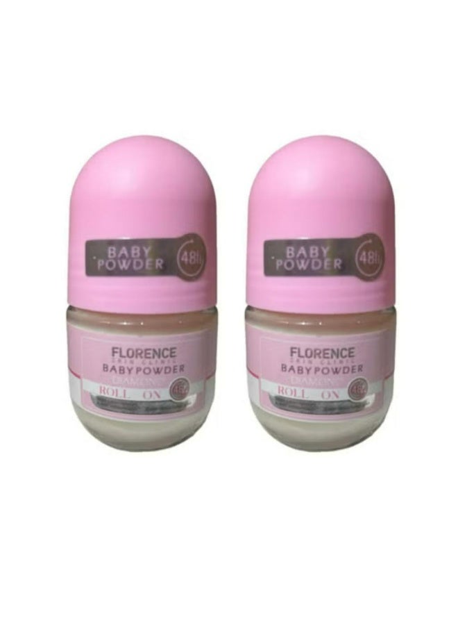 فلورنسا مزيل عرق بودرة الأطفال الوردي رول أون 50 مل قطعتين
