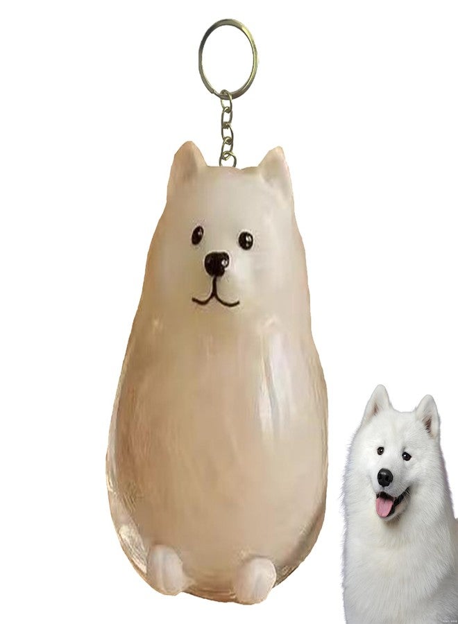 Dog Hair Collector Keychain Charm Memorial Storage Box, Dog Shape Pet Hair Memorial Bottle, DIY Pet Furs Collection Capsules, Pet Hair Ashes Keepsake (Samoyed) - Image 1