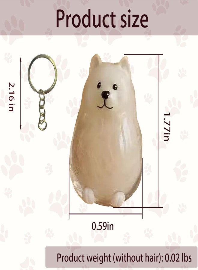 Dog Hair Collector Keychain Charm Memorial Storage Box, Dog Shape Pet Hair Memorial Bottle, DIY Pet Furs Collection Capsules, Pet Hair Ashes Keepsake (Samoyed) - Image 2