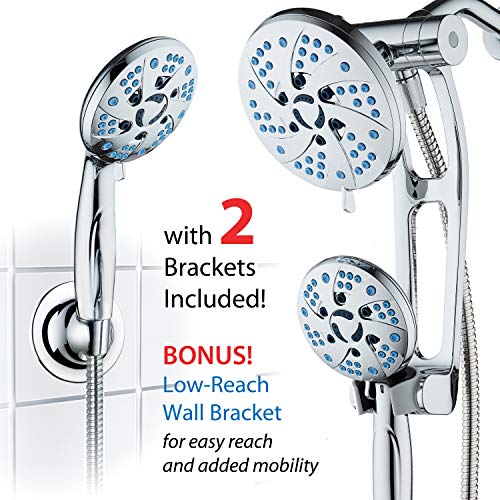 Hotel Spa AquaCare Spa Station High Pressure 48-mode Rain & Handheld 3-way Shower Head Combo with Adjustable Arm - Anti-clog Nozzles, Extra-long 6 ft Stainless Steel Hose/All Chrome Finish - Image 5