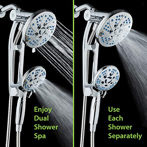 Hotel Spa AquaCare Spa Station High Pressure 48-mode Rain & Handheld 3-way Shower Head Combo with Adjustable Arm - Anti-clog Nozzles, Extra-long 6 ft Stainless Steel Hose/All Chrome Finish - Image 4