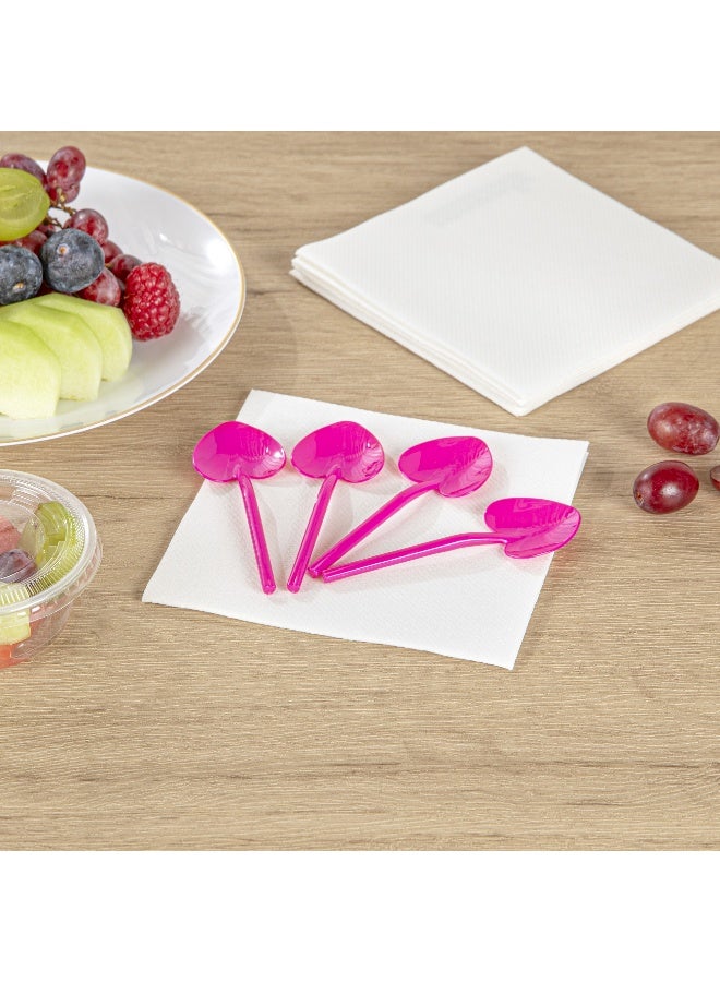 Restaurantware 3.5 Inch x 1.3 Inch Heart Spoons, 500 Disposable Mini Plastic Spoons - Heart-Shaped, For Desserts, Magenta Plastic Tasting Spoons, For Parties Or Events, - Image 4