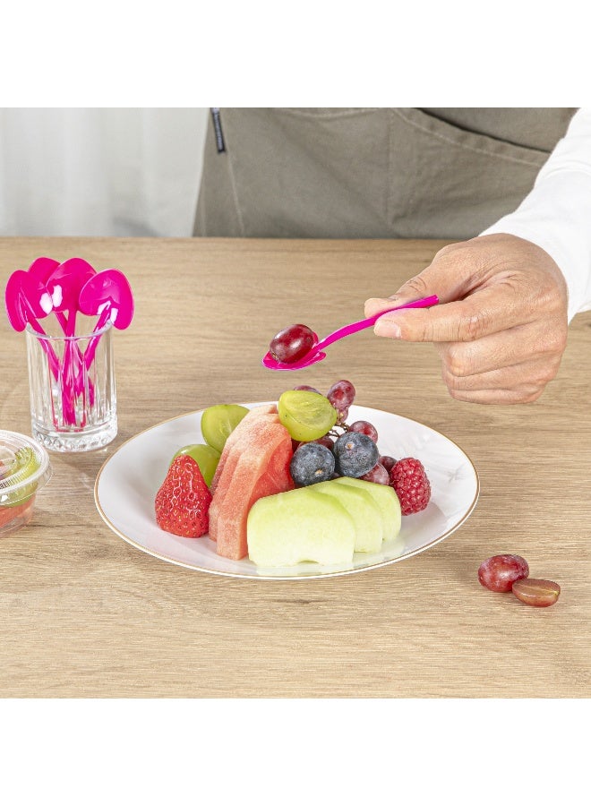 Restaurantware 3.5 Inch x 1.3 Inch Heart Spoons, 500 Disposable Mini Plastic Spoons - Heart-Shaped, For Desserts, Magenta Plastic Tasting Spoons, For Parties Or Events, - Image 5