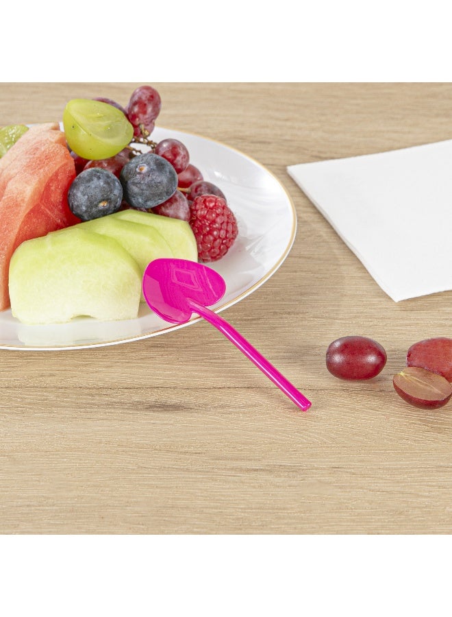 Restaurantware 3.5 Inch x 1.3 Inch Heart Spoons, 500 Disposable Mini Plastic Spoons - Heart-Shaped, For Desserts, Magenta Plastic Tasting Spoons, For Parties Or Events, - Image 3