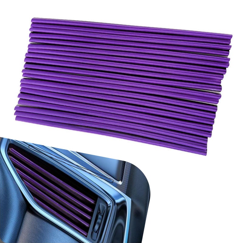 winterrock 20PCS Car Air Conditioner Decoration Strip Waterproof Car Air Vent Outlet Trim Flexible Bendable Air Conditioner Vent Trim Suitable for Most Vehicle Car Interior Accessories Purple - Image 3