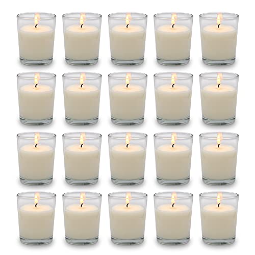 BERYSCEN Set of 20 Black Votive Candles for Halloween Pumpkin, Clear Glass Filled Unscented Soy Wax Candle for Dinner Parties, Home Decorations and DIY - Image 1