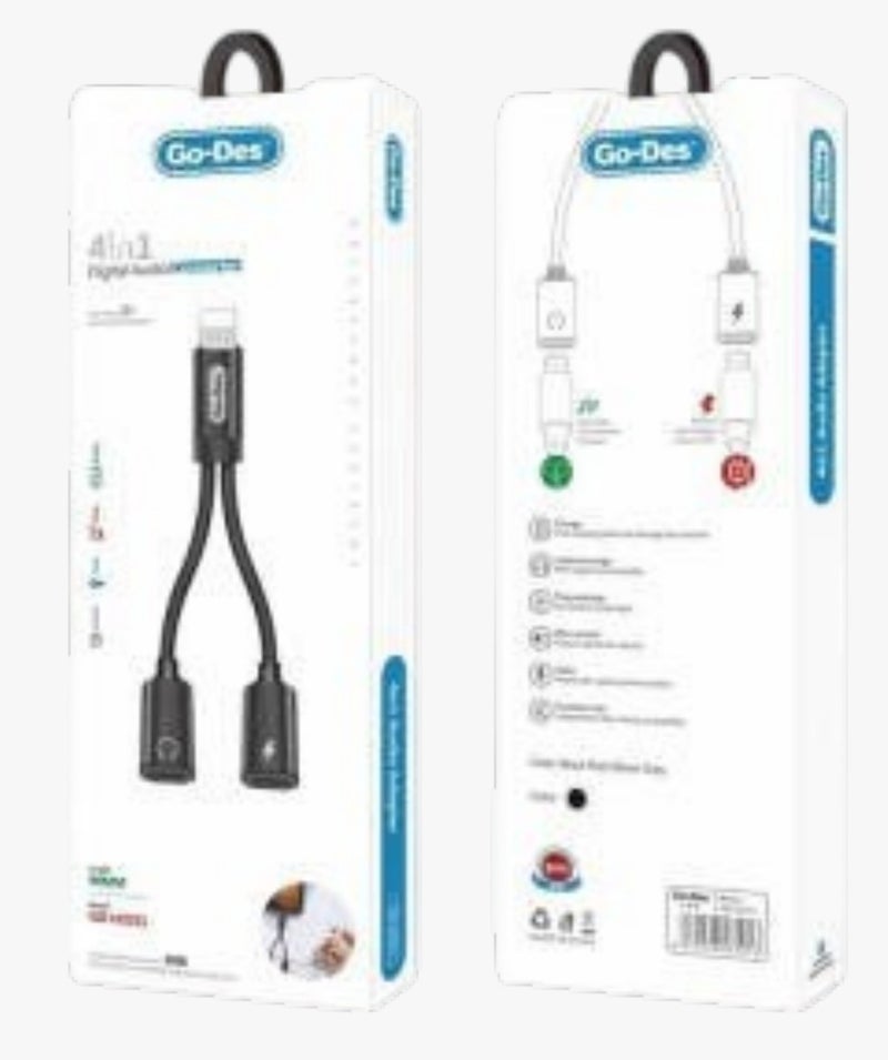 جو-ديز محول شحن وصوت 2 في 1 لايتنينج Go Des GD-UC011 - Image 4