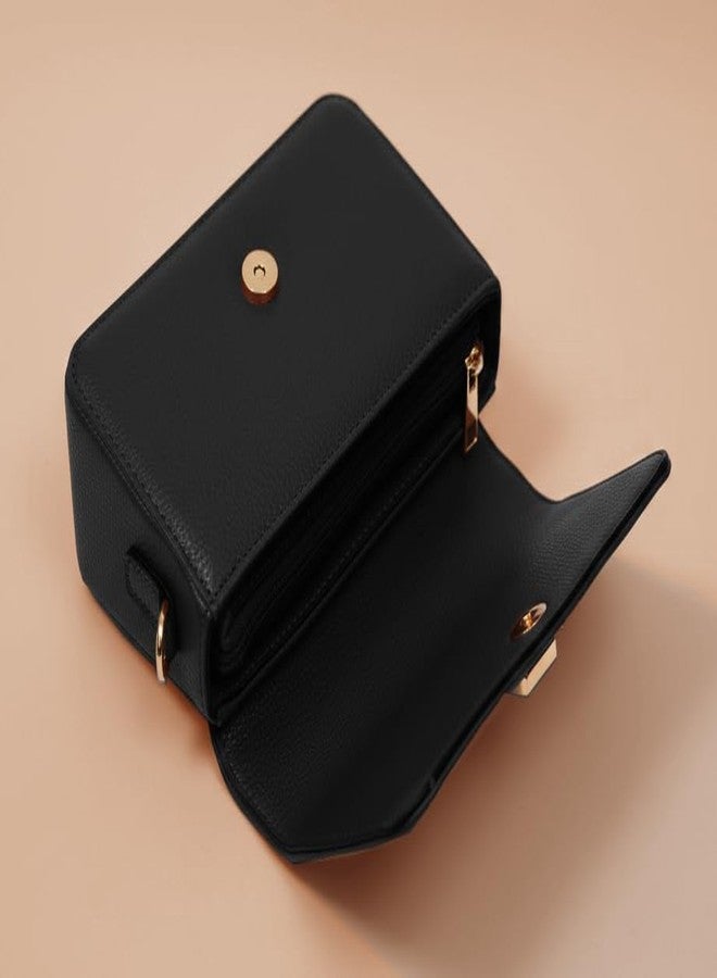 WildHorn Vegan Leather Women’s Crossbody Sling Bag | Quilted Flap Design Ladies Purse Handbag | Gift for Women (Black) - Image 3