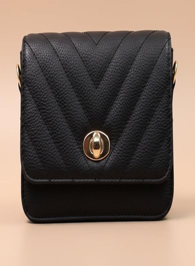 WildHorn Vegan Leather Women’s Crossbody Sling Bag | Quilted Flap Design Ladies Purse Handbag | Gift for Women (Black) - Image 4