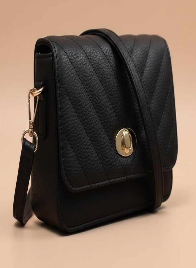 WildHorn Vegan Leather Women’s Crossbody Sling Bag | Quilted Flap Design Ladies Purse Handbag | Gift for Women (Black) - Image 2