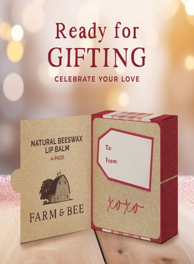 Farm & Bee Natural Lip Balm - Gifts for Wife, Husband, Boyfriend, Girlfriend, Women, Men - Organic & Natural Ingredients - Moisturizing Lip Chapstick - Great Gift Idea for Valentines Day - 0.15oz (Pack of 4) - Image 2