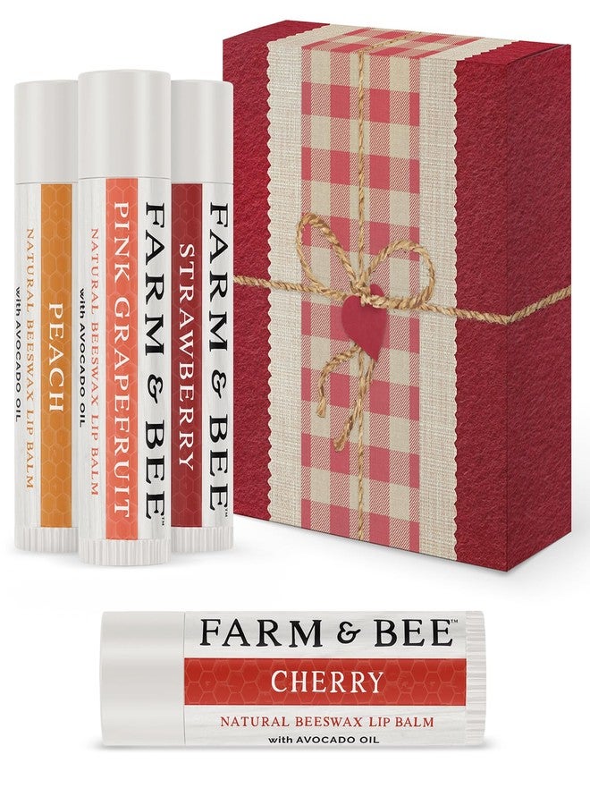 Farm & Bee Natural Lip Balm - Gifts for Wife, Husband, Boyfriend, Girlfriend, Women, Men - Organic & Natural Ingredients - Moisturizing Lip Chapstick - Great Gift Idea for Valentines Day - 0.15oz (Pack of 4) - Image 1