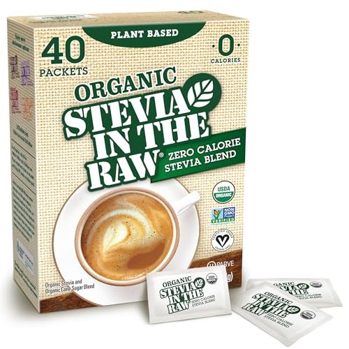 IN THE RAW Stevia In The Raw Organic Stevia Sweetener Packets, 40 Ct, Zero Calorie Stevia Sugar Substitute Packets, No Erythritol or Artificial Flavors, USDA Organic, Non-GMO Project Verified, Vegan - Image 1