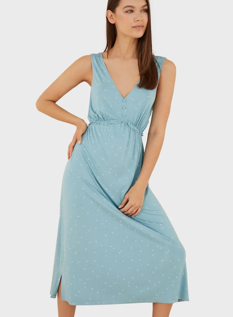 women'secret Side Slit Ruched Detail Nightwear