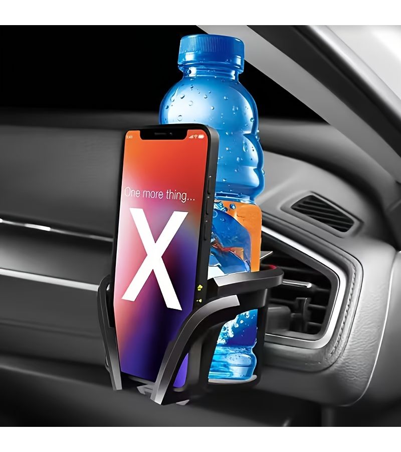 Heavy Duty 2 In 1 Car Cup Holder Phone Mount For Trucks Black Red - Image 4