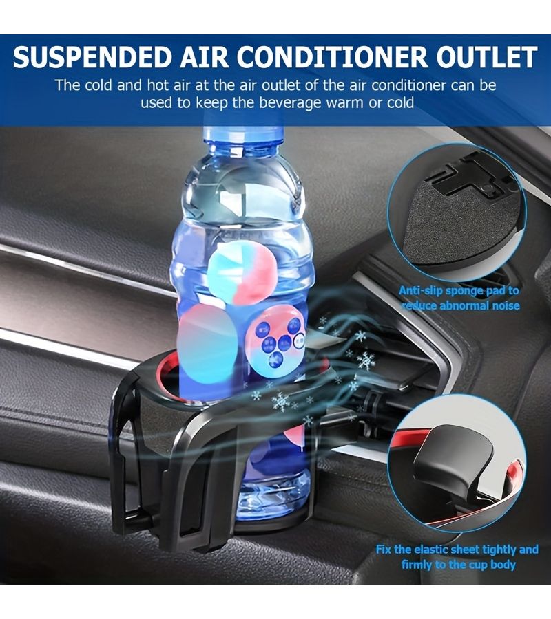 Heavy Duty 2 In 1 Car Cup Holder Phone Mount For Trucks Black Red - Image 5