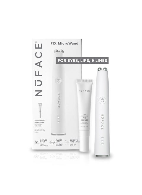 NuFACE FIX MicroWand Microcurrent Facial Device, FDA Cleared - Eyes, Lips & Lines Treatment with Serum Activator - Lip Plumper, Eye Depuffing Wand, Wrinkle & Smile Line Reducer, 3 On-the-Go Modes