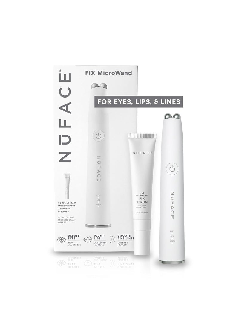 NuFACE FIX MicroWand Microcurrent Facial Device, FDA Cleared - Eyes, Lips & Lines Treatment with Serum Activator - Lip Plumper, Eye Depuffing Wand, Wrinkle & Smile Line Reducer, 3 On-the-Go Modes
