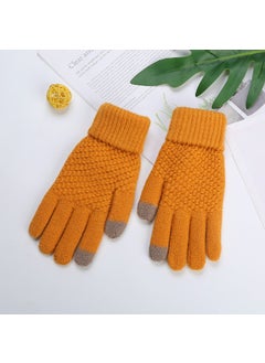 Generic Unisex Winter Knitted Touchscreen Gloves with Fleece Ginger 