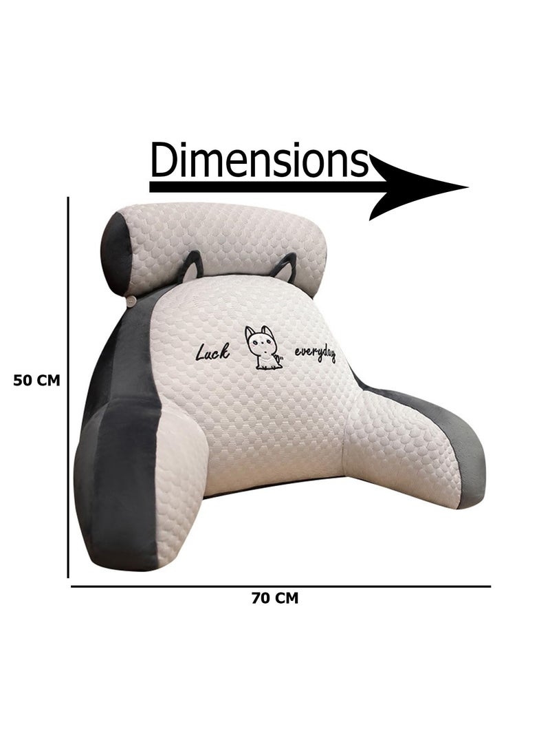 Blueland Reading Pillow, Large Size Backrest Pillow, Bed Rest Sit up Pillow with Detachable Neck Roll & Arms, Back Support Lumbar Cushion, Memory Foam Pillow with Removeable and Washable Cover - Image 2