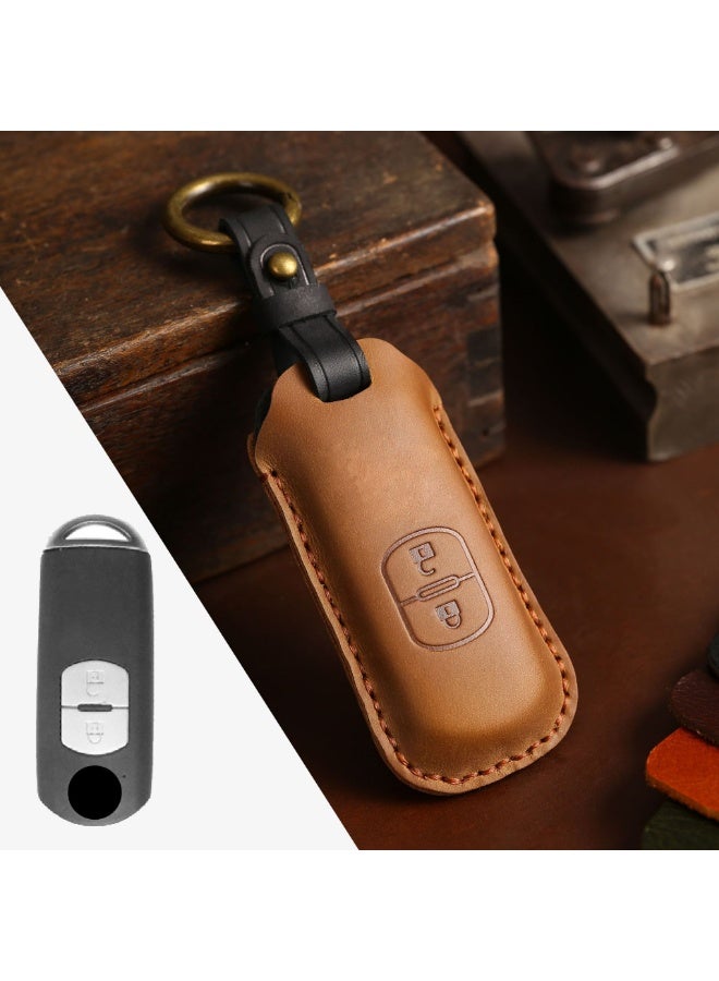 mazda Handmade Crazy Horse Leather Car Key Protection Cover Suitable for Mazda CX-5 Atenza CX-30 Axela CX-9car Key Shell Case - Image 1
