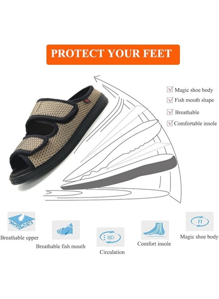 ليسفاجو أحذية ليسفاغو واسعة القدمين لعلاج تورم إبهام القدم، بجزء علوي من القماش الناعم والمريح القابل للفتح - أحذية لمرضى السكري - Image 4