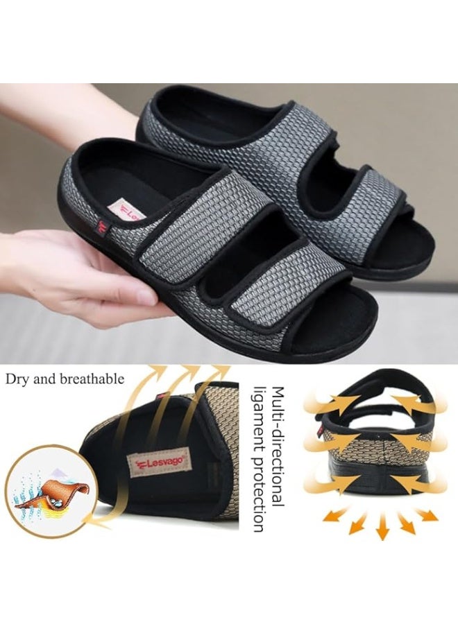 ليسفاجو أحذية ليسفاغو واسعة القدمين لعلاج تورم إبهام القدم، بجزء علوي من القماش الناعم والمريح القابل للفتح - أحذية لمرضى السكري - Image 5