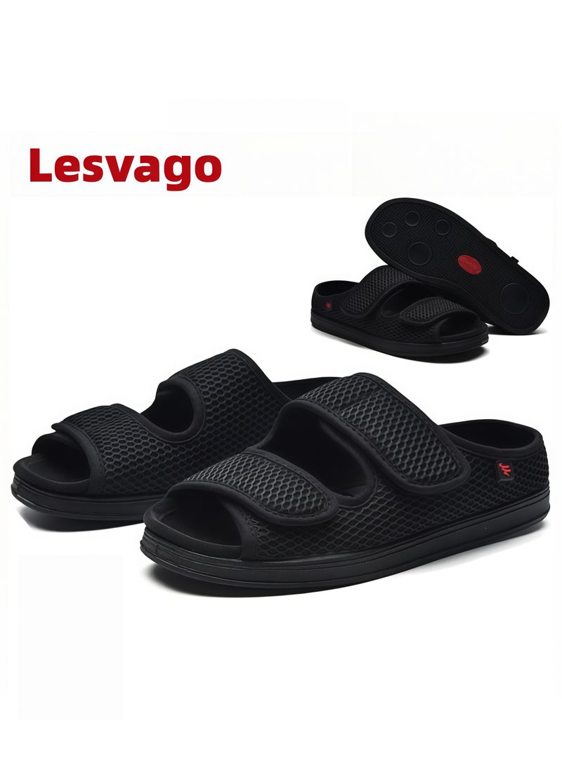 ليسفاجو أحذية ليسفاغو واسعة القدمين لعلاج تورم إبهام القدم، بجزء علوي من القماش الناعم والمريح القابل للفتح - أحذية لمرضى السكري - Image 1